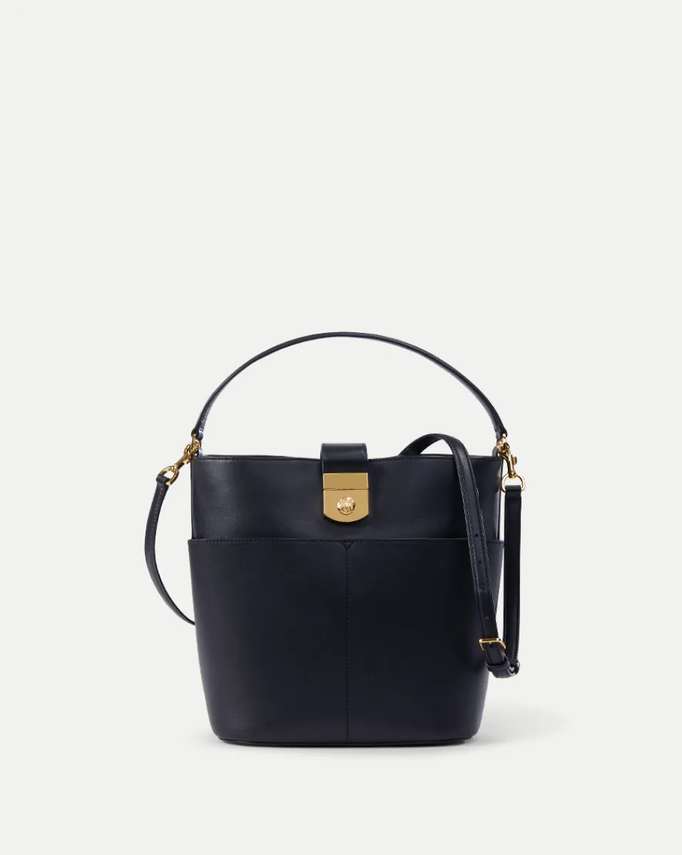 Veronica Beard Shoulder Bags|The Gift Guide*Small Crest Lock Bucket Bag in Navy