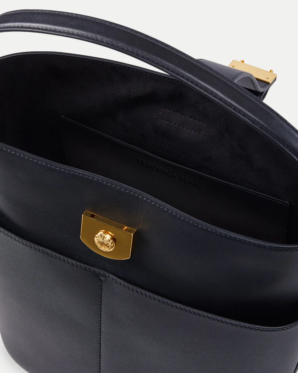 Veronica Beard Shoulder Bags|The Gift Guide*Small Crest Lock Bucket Bag in Navy