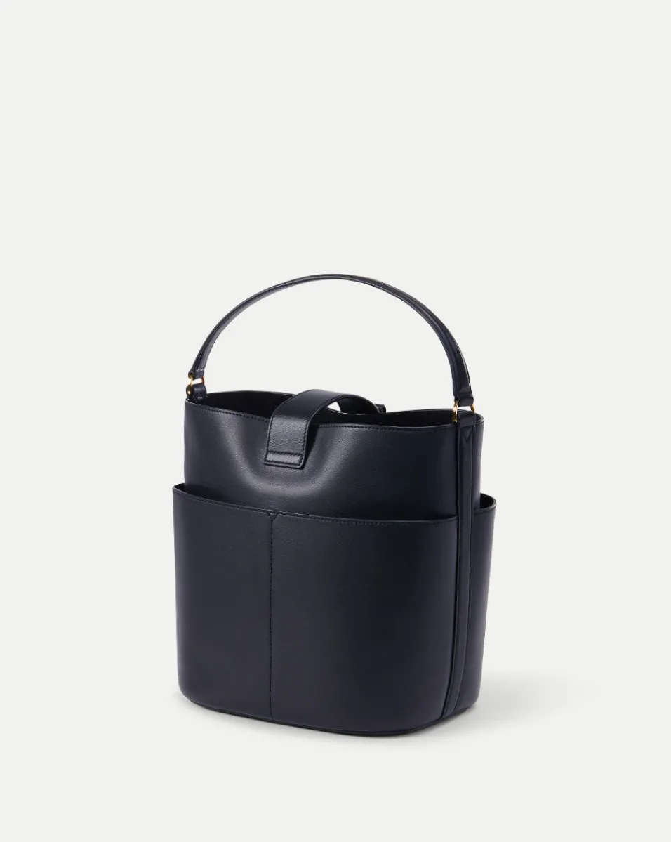 Veronica Beard Shoulder Bags|The Gift Guide*Small Crest Lock Bucket Bag in Navy
