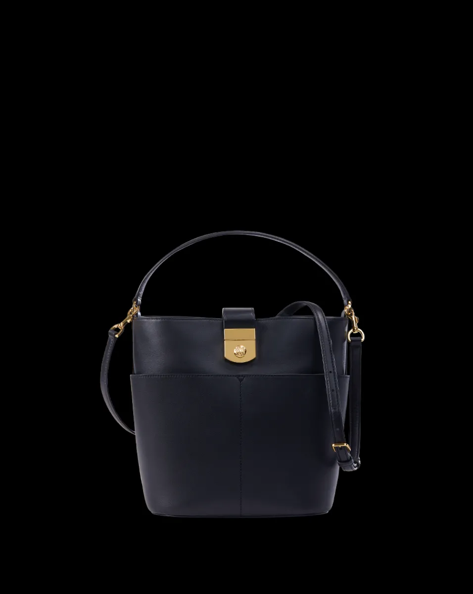 Veronica Beard Shoulder Bags|The Gift Guide*Small Crest Lock Bucket Bag in Navy