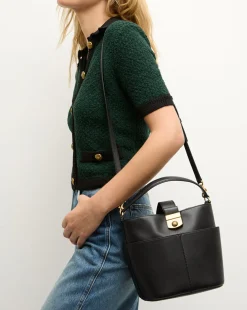 Veronica Beard Shoulder Bags|The Gift Guide*Small Crest Lock Bucket Bag in Black