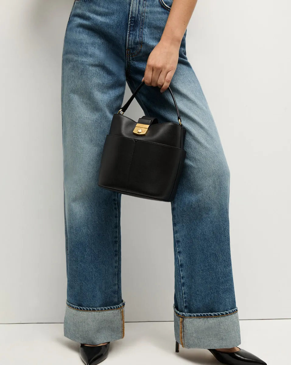 Veronica Beard Shoulder Bags|The Gift Guide*Small Crest Lock Bucket Bag in Black