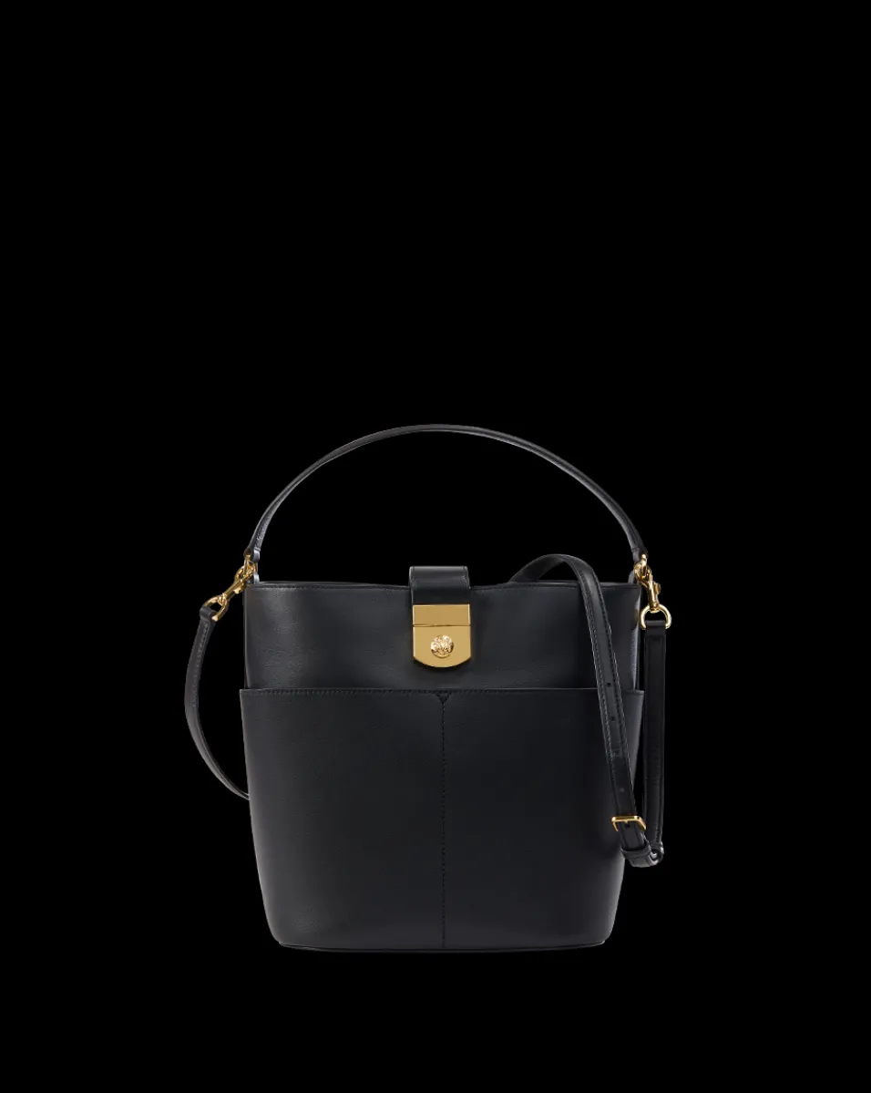 Veronica Beard Shoulder Bags|The Gift Guide*Small Crest Lock Bucket Bag in Black