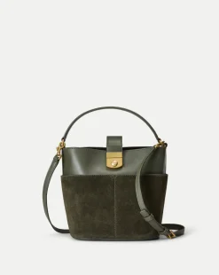 Veronica Beard Shoulder Bags|The Veronicas' Favorites*Small Crest Lock Suede Bucket Bag in Pine