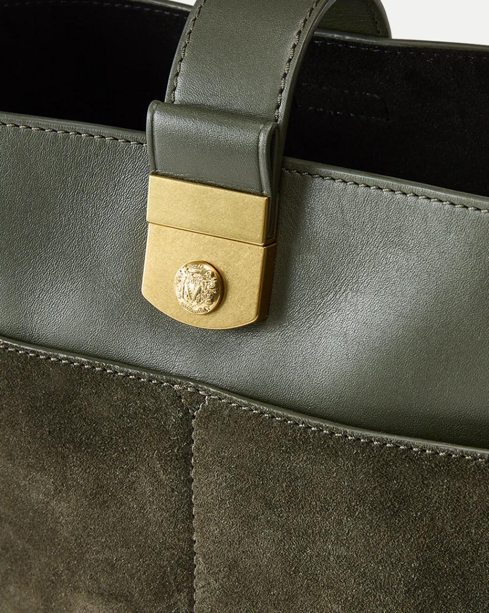 Veronica Beard Shoulder Bags|The Veronicas' Favorites*Small Crest Lock Suede Bucket Bag in Pine