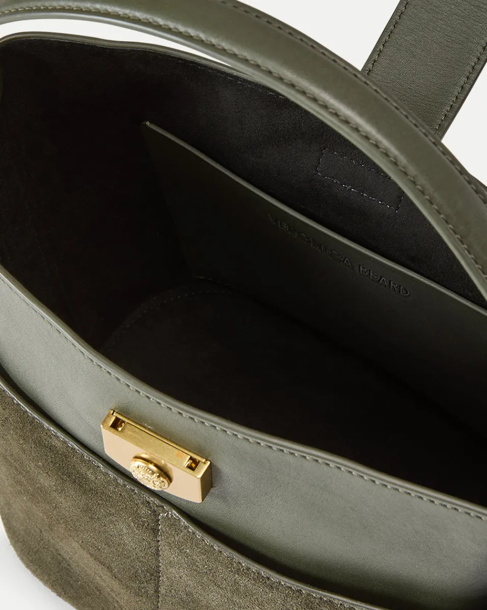 Veronica Beard Shoulder Bags|The Veronicas' Favorites*Small Crest Lock Suede Bucket Bag in Pine