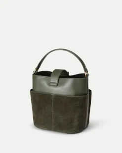 Veronica Beard Shoulder Bags|The Veronicas' Favorites*Small Crest Lock Suede Bucket Bag in Pine