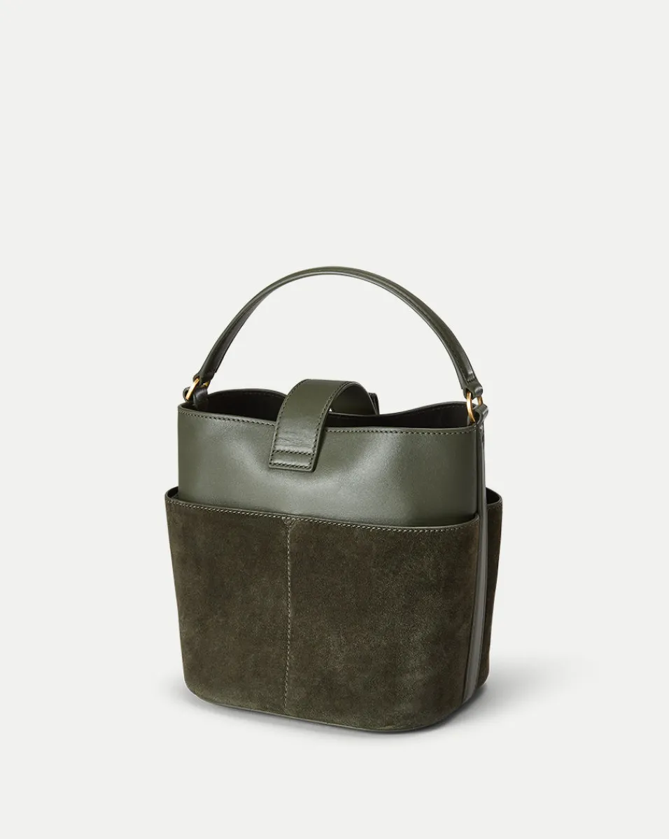 Veronica Beard Shoulder Bags|The Veronicas' Favorites*Small Crest Lock Suede Bucket Bag in Pine