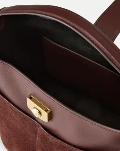 Veronica Beard Shoulder Bags|The Gift Guide*Small Crest Lock Suede Bucket Bag in Chestnut