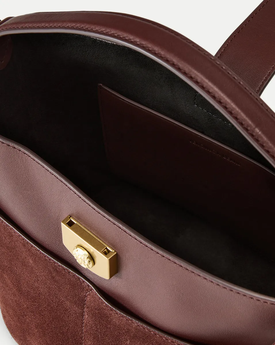 Veronica Beard Shoulder Bags|The Gift Guide*Small Crest Lock Suede Bucket Bag in Chestnut