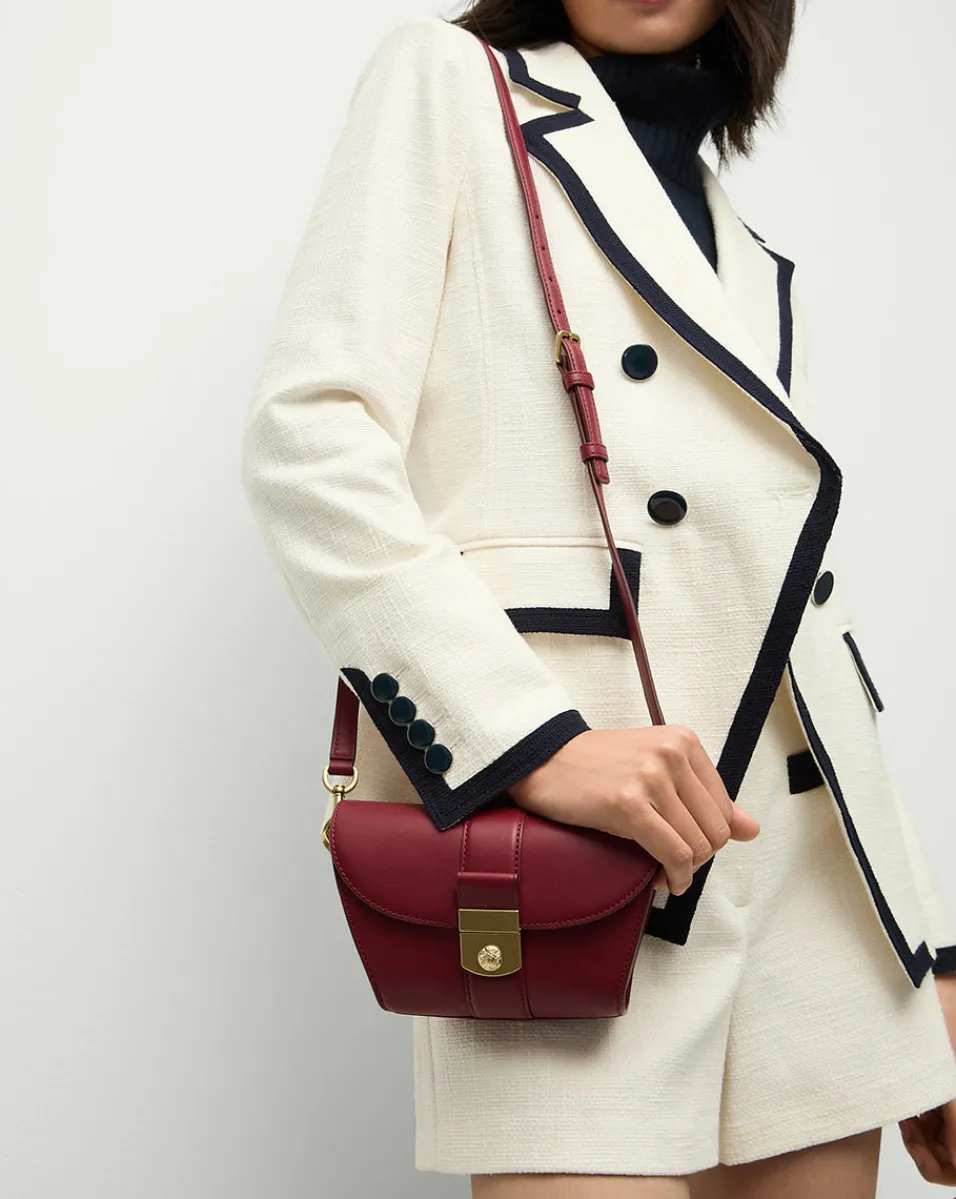 Veronica Beard Crossbody Bags|The Gift Guide*Small Crest Lock Trap Bag in Burgundy Oxblood