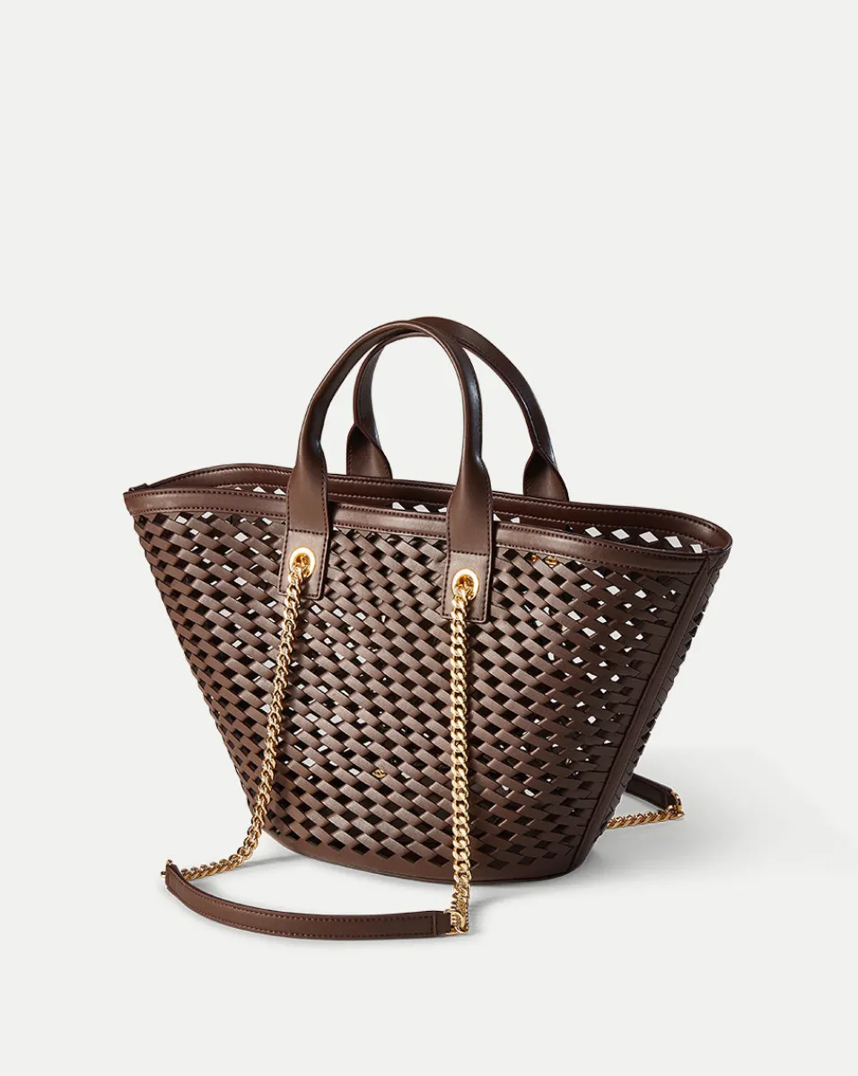 Veronica Beard Shoulder Bags|Tote Bags*Small Crest Market Tote in Dark Brown DarkBrown