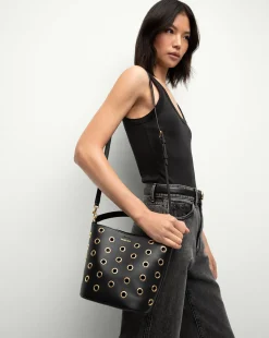 Veronica Beard Crossbody Bags|The Gift Guide*Small Grommet Feedbag in Black Black/Gold