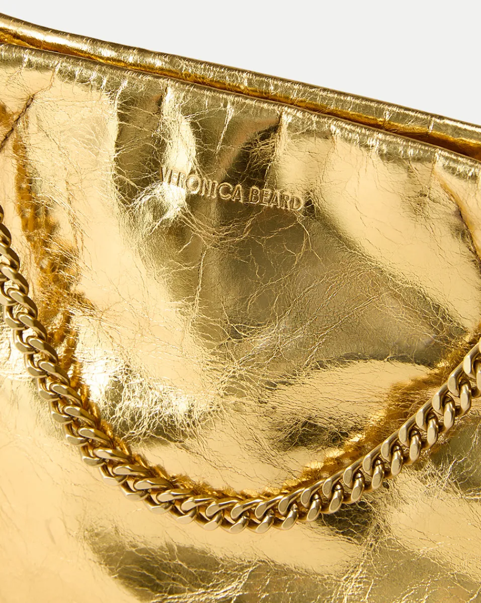 Veronica Beard Crossbody Bags|Party Dressing*Small Metallic Slouch Shoulder Bag in Antique Gold AntiqueGold
