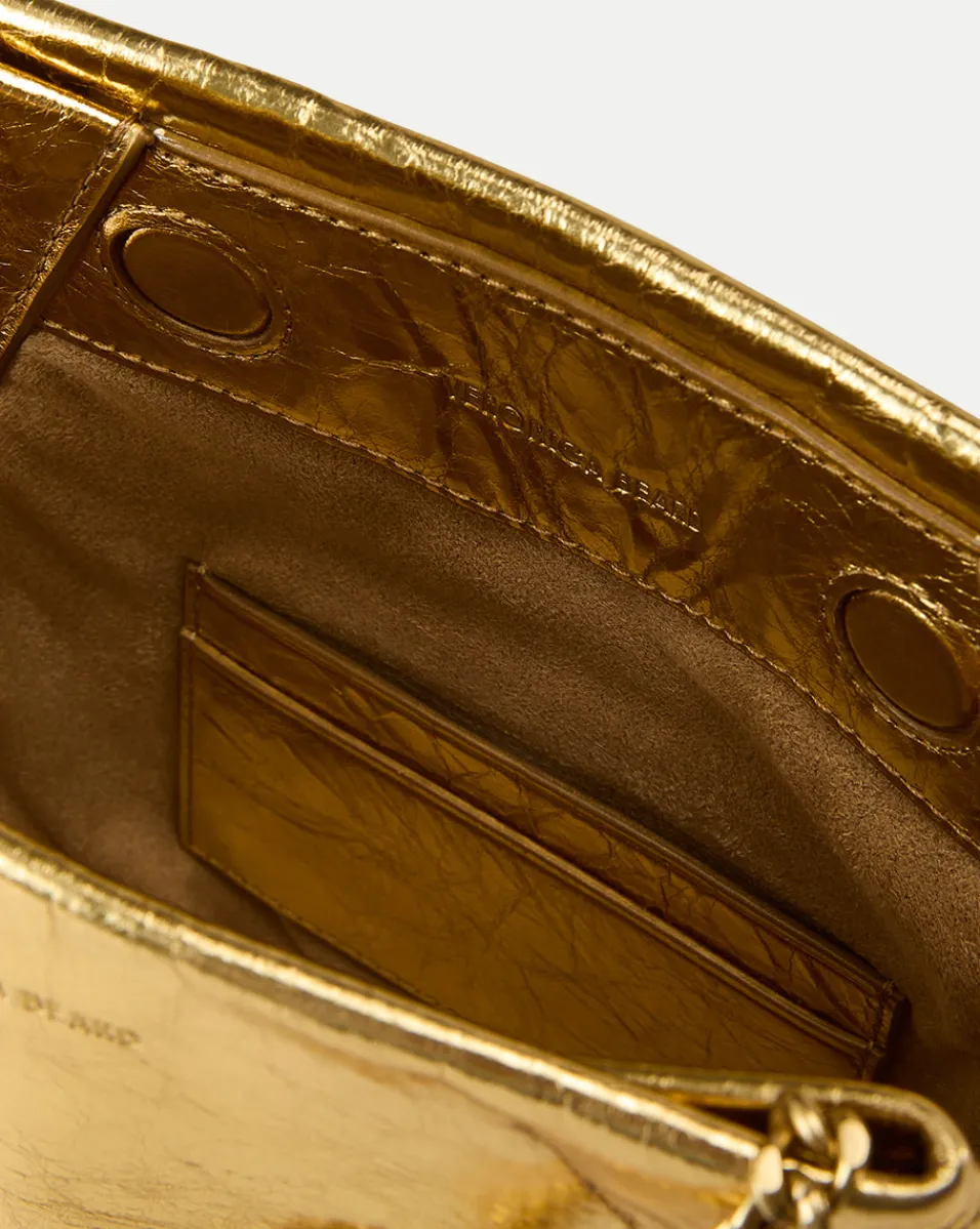 Veronica Beard Crossbody Bags|Party Dressing*Small Metallic Slouch Shoulder Bag in Antique Gold AntiqueGold