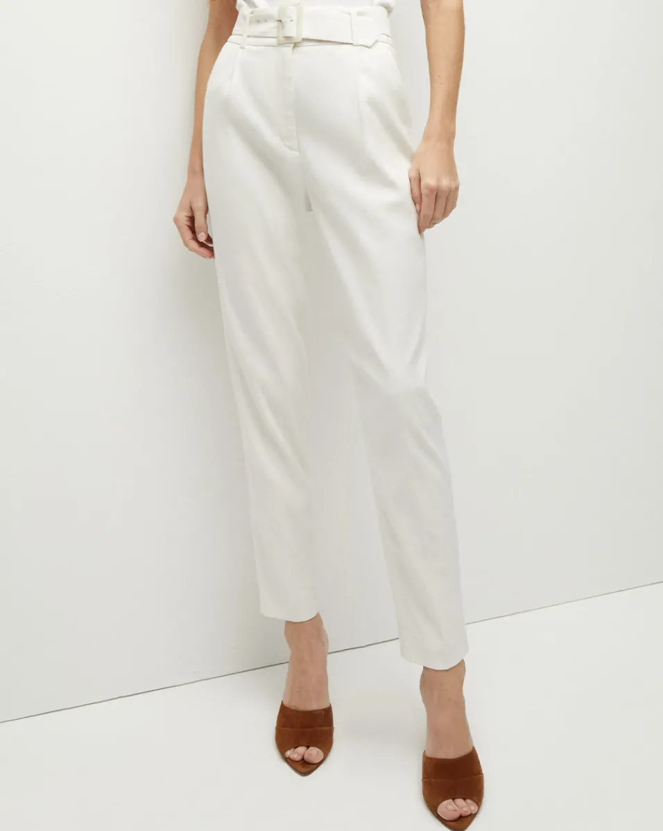 Veronica Beard Pants*Sofia Stretch-Linen Pant in Off-White