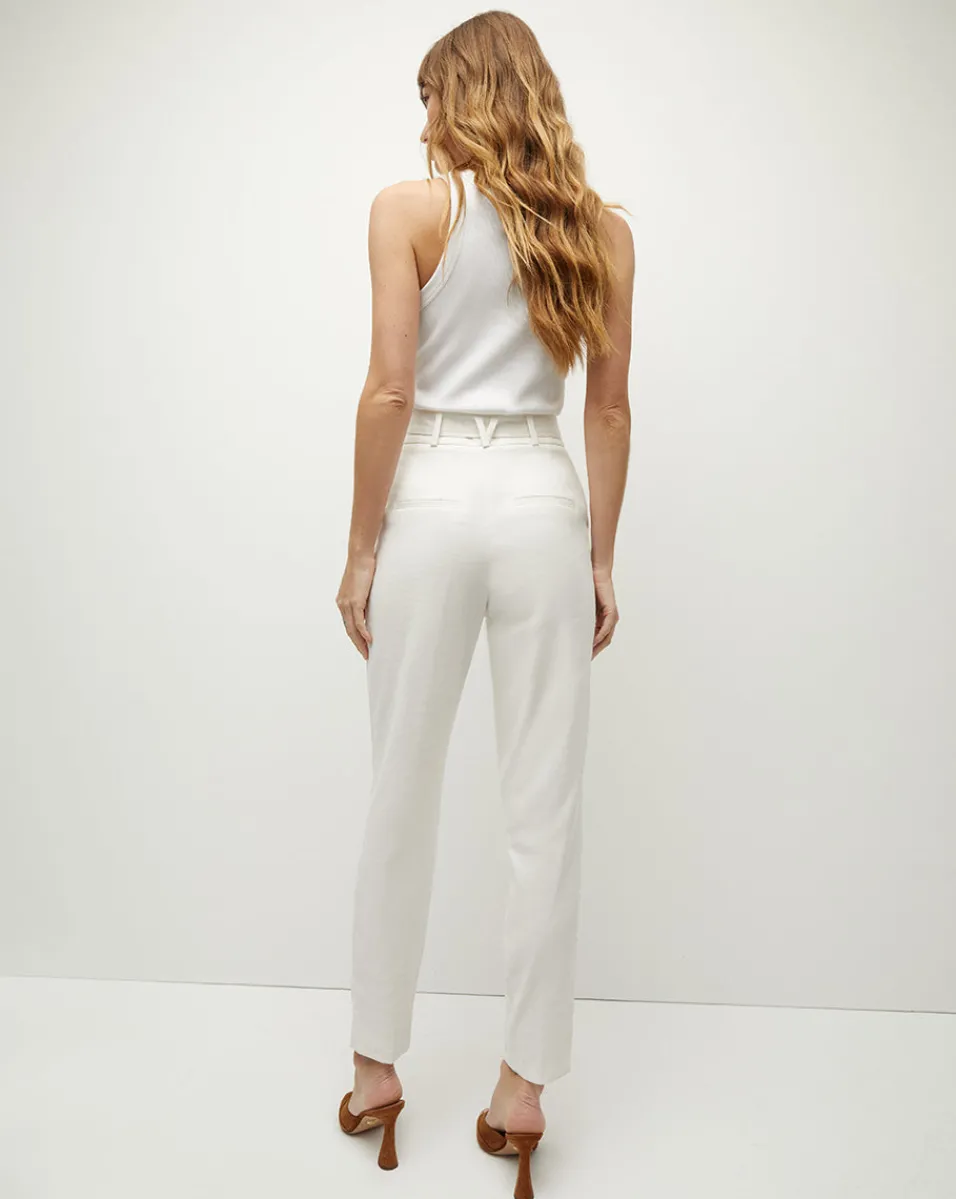 Veronica Beard Pants*Sofia Stretch-Linen Pant in Off-White