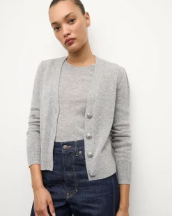 Veronica Beard Sweaters|Tops*Solene Cashmere Cardigan in Heather Grey HeatherGrey