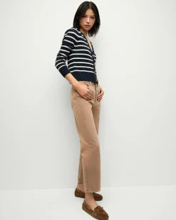 Veronica Beard Sweaters|Tops*Solene Cashmere Striped Cardigan in Navy Navy/Ivory