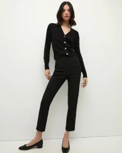 Veronica Beard Sweaters|Tops*Solene Rhinestone-Button Cashmere Cardigan in Black BlackRhinestones