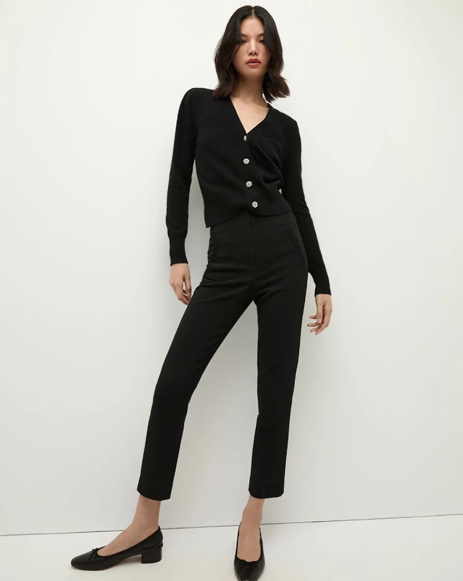 Veronica Beard Sweaters|Tops*Solene Rhinestone-Button Cashmere Cardigan in Black BlackRhinestones