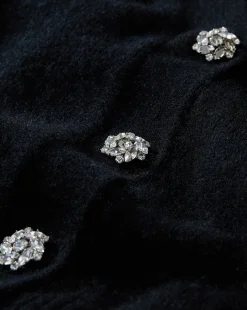 Veronica Beard Sweaters|Tops*Solene Rhinestone-Button Cashmere Cardigan in Black BlackRhinestones