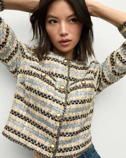 Veronica Beard Jackets & Outerwear|Matching Sets*Sumira Metallic Tweed Jacket in Blue/Ivory