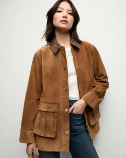 Veronica Beard Jackets & Outerwear|The Veronicas' Favorites*Suz Suede Dickey Chore Coat in Tan Whisky
