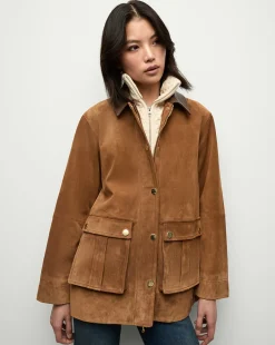 Veronica Beard Jackets & Outerwear|The Veronicas' Favorites*Suz Suede Dickey Chore Coat in Tan Whisky