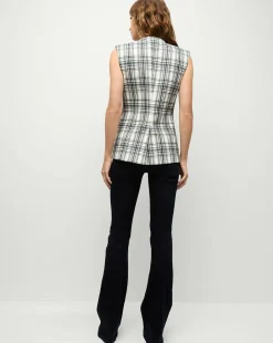 Veronica Beard Tops|Matching Sets*Tamara Plaid Vest in Ivory & Navy Ivory/Navy