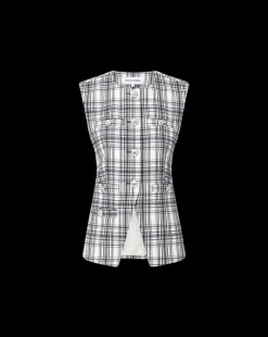 Veronica Beard Tops|Matching Sets*Tamara Plaid Vest in Ivory & Navy Ivory/Navy
