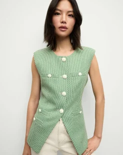 Veronica Beard Tops|Matching Sets*Tamara Vest in Lemongrass/Dove