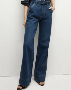 Veronica Beard Jeans*Taylor Belted Wide-Leg Jean in Dusted Oxford DustedOxford