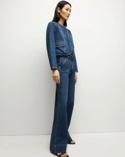 Veronica Beard Jeans*Taylor Belted Wide-Leg Jean in Dusted Oxford DustedOxford