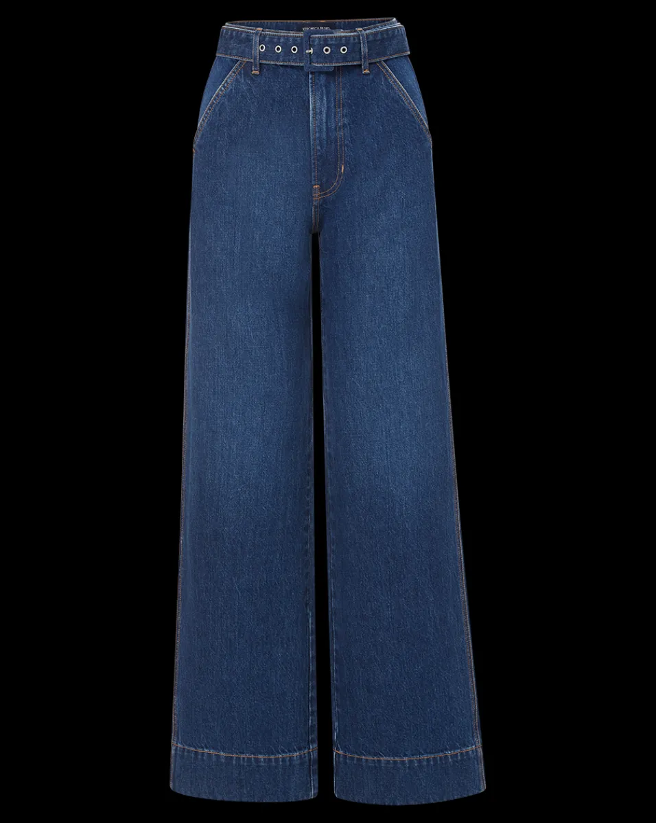 Veronica Beard Jeans*Taylor Belted Wide-Leg Jean in Dusted Oxford DustedOxford
