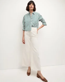 Veronica Beard Jeans|Pants*Taylor Cropped Corduroy Wide-Leg Pant in White Ecru