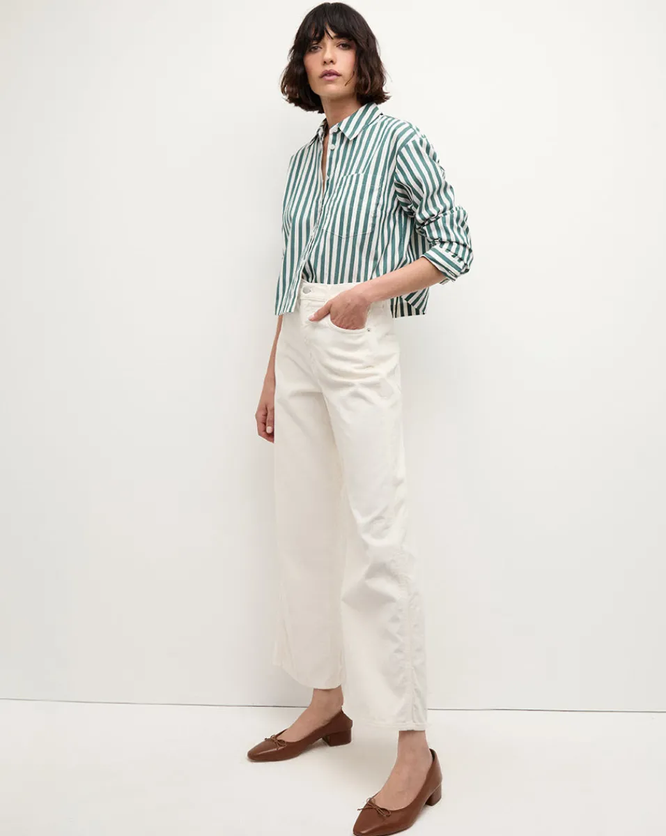Veronica Beard Jeans|Pants*Taylor Cropped Corduroy Wide-Leg Pant in White Ecru