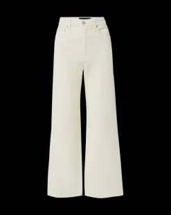 Veronica Beard Jeans|Pants*Taylor Cropped Corduroy Wide-Leg Pant in White Ecru