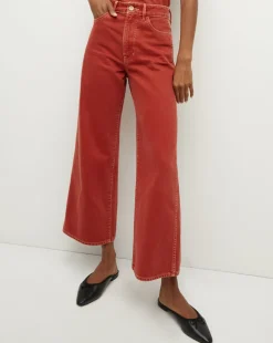 Veronica Beard Jeans*Taylor Cropped Wide-Leg Jean in Brick Red BrickRed