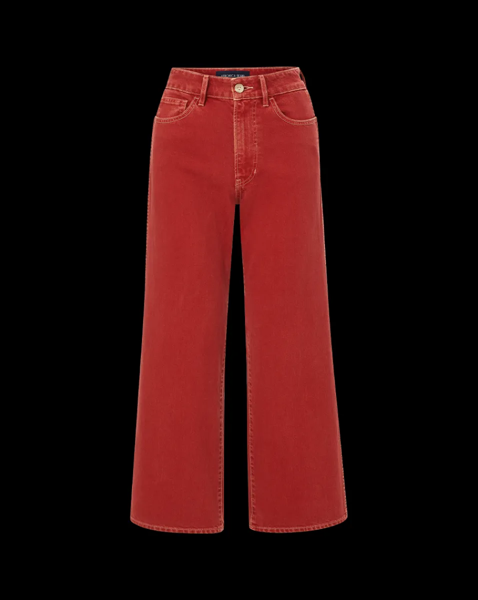 Veronica Beard Jeans*Taylor Cropped Wide-Leg Jean in Brick Red BrickRed