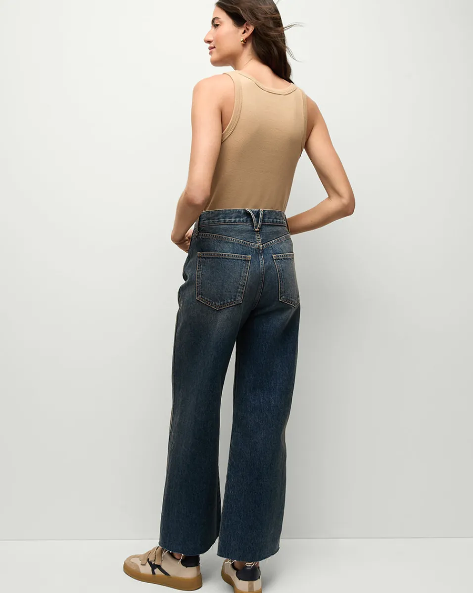 Veronica Beard Jeans*Taylor Cropped Wide-Leg Jeans in Dark Blue EquinoxBlue