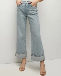 Veronica Beard Jeans*Taylor Cuffed Cropped Wide-Leg Jean in Airway Cloud AirwayCloud
