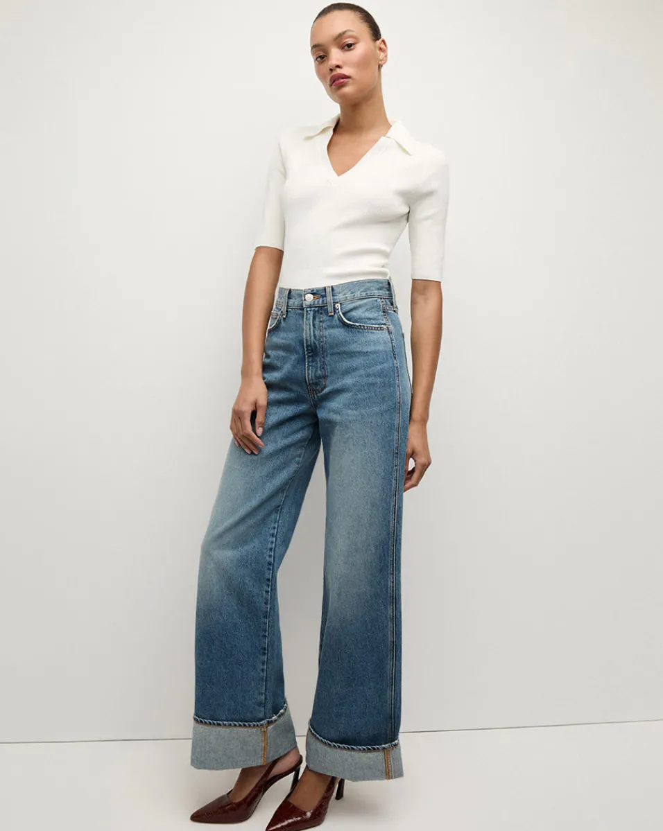 Veronica Beard Jeans|The Veronicas' Favorites*Taylor Cuffed Wide-Leg Jean | Medium Wash Blue Jeans RebelStone