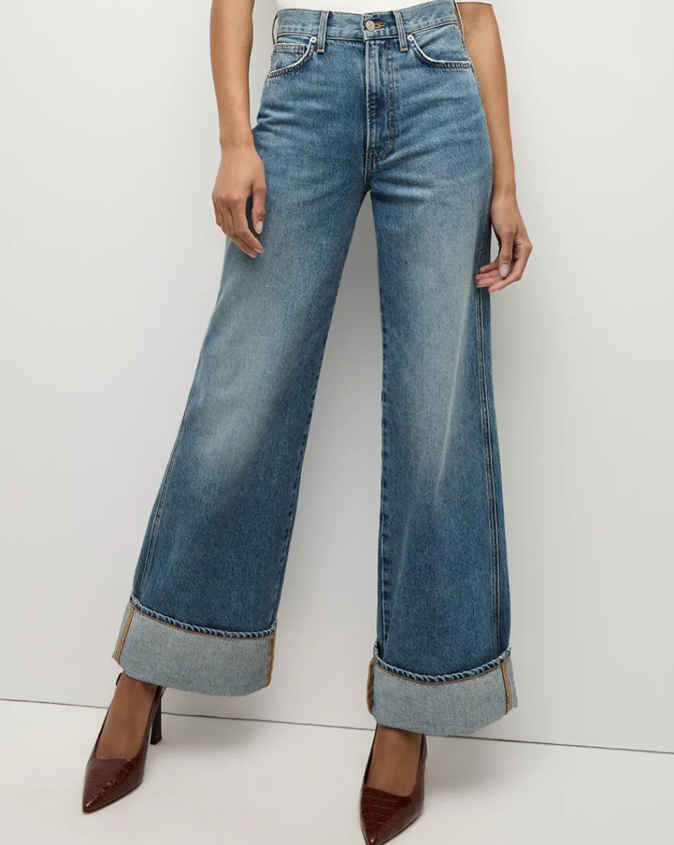 Veronica Beard Jeans|The Veronicas' Favorites*Taylor Cuffed Wide-Leg Jean | Medium Wash Blue Jeans RebelStone