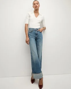 Veronica Beard Jeans|The Veronicas' Favorites*Taylor Cuffed Wide-Leg Jean | Medium Wash Blue Jeans RebelStone