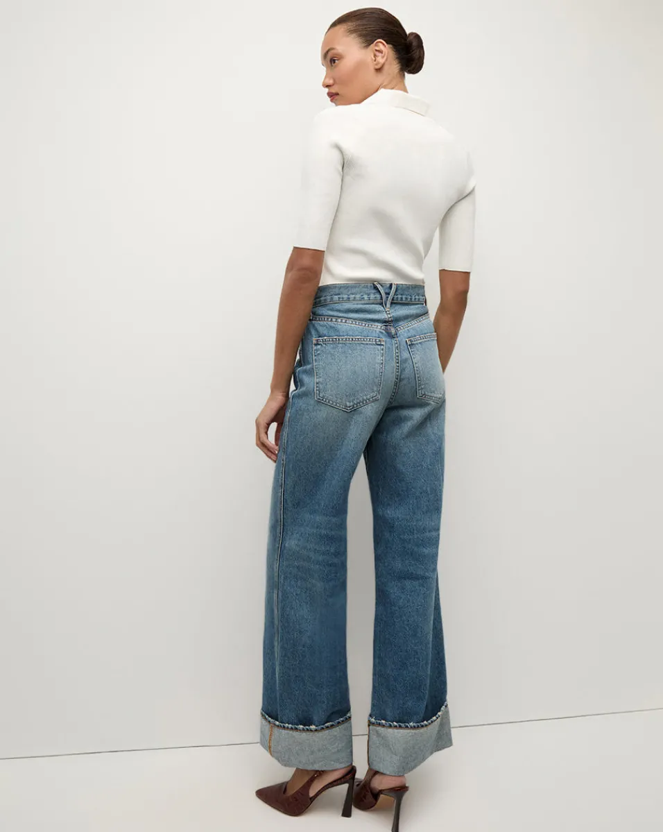 Veronica Beard Jeans|The Veronicas' Favorites*Taylor Cuffed Wide-Leg Jean | Medium Wash Blue Jeans RebelStone