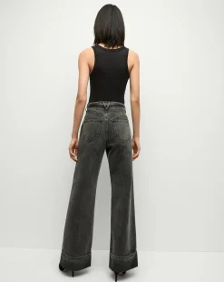 Veronica Beard Jeans*Taylor Cuffed Wide-Leg Jeans in Washed Black StonedWashedOnyx
