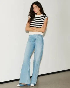 Veronica Beard Jeans*Taylor Double-Seam Wide-Leg Jean in Nova