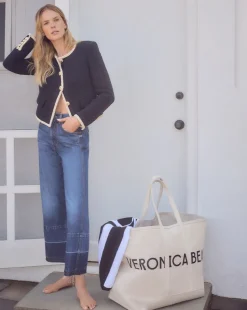 Veronica Beard Jeans*Taylor Released Hem Cropped Wide-Leg Jean in Bright Blue BrightBlue