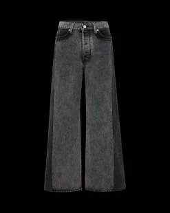 Veronica Beard Jeans*Taylor Two-Tone Cropped Wide-Leg Jean in Volcanic Stone Colorblock VolcanicStoneColorblock